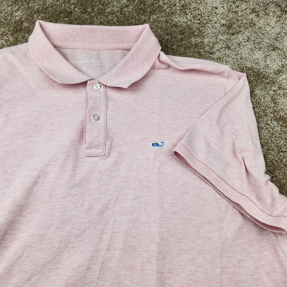 Vineyard Vines Mens XL Pink Heathered Cotton Stretch Short Sleeve Polo Shirt